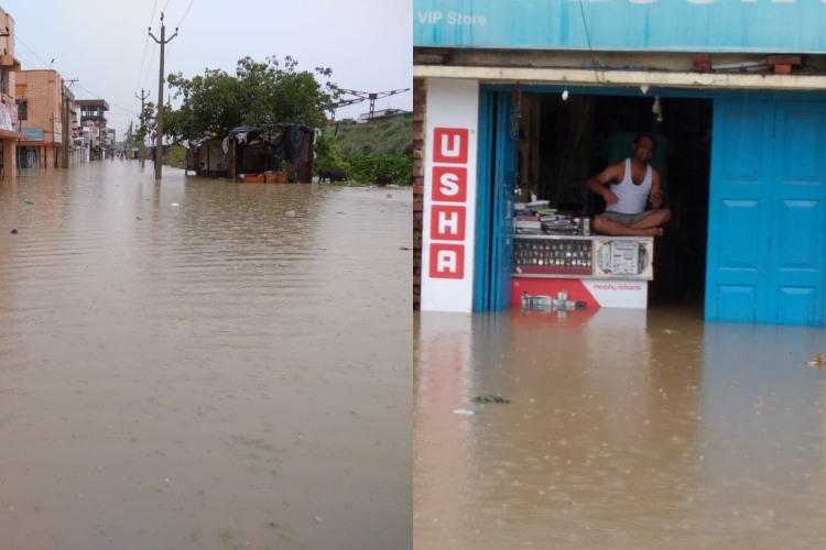 झील में तब्दील हुआ झंझारपुर स्टेशन बाजार, आरएस बाजार के घरों और दुकानों में घुसा पानी